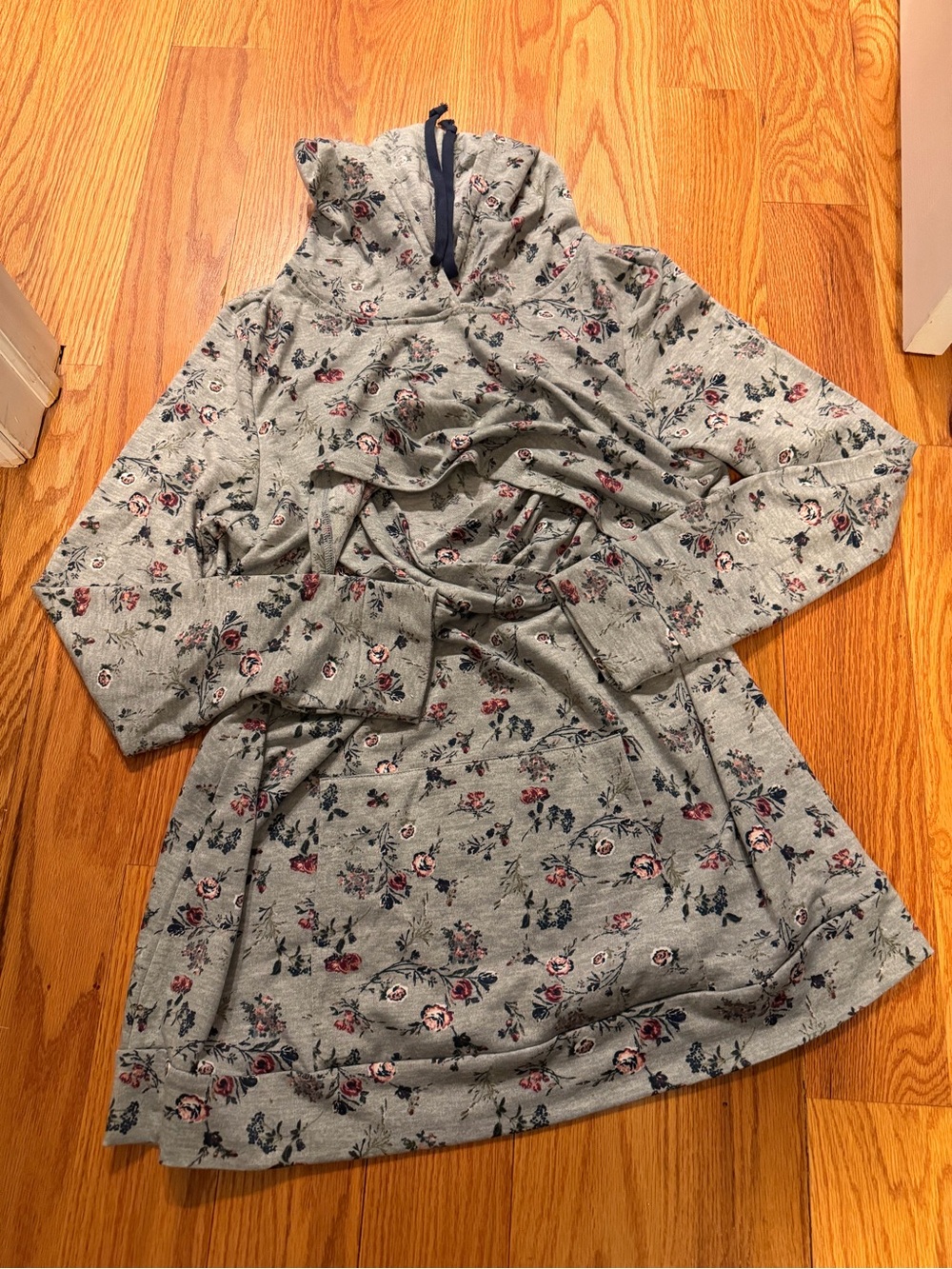 Latched Mama Heather Gray Floral Hooded Sweater